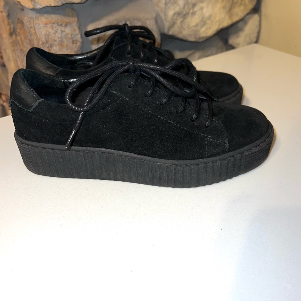 L'idea by Lori Suede Leather Platform Sneakers Size 38